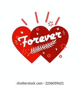 red love vector illustration with text forever suitable for valentine theme, valentines content, celebration gifts, holiday templates