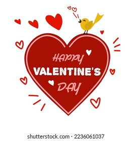 red love vector illustration with text happy valentine's day suitable for valentine theme, love content, celebration gift, holiday template