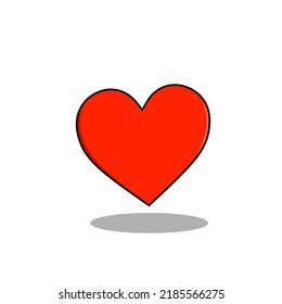 vector de amor rojo, amor sobre fondo blanco y sombra 