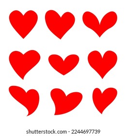 Red love vector set of different shapes