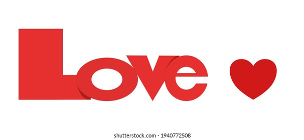 The Red Love word on white background. 