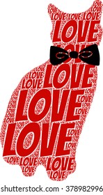 red love words together cat illustration vector print pattern for fashion and graphic design. valentines day and special gift print offer. t shirt print.