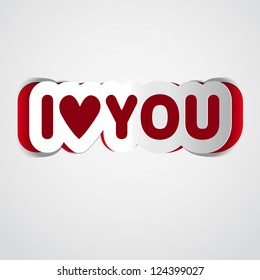 Red I love you vector card - Happy Valentines theme