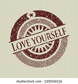 Red Love Yourself distress rubber grunge seal