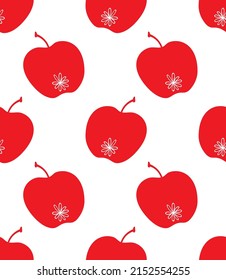 Red and lovely apple. Summer design with cute fruits. Abstract fruits in hand-drawn doodle style. Vector creative texture. Great for fabric, textile, paper and printing.