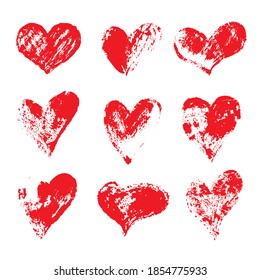 Rojo y encantadores corazones para invitaciones para una cita. Esbozo creativo de arte, concepto moderno.Ilustración vectorial.