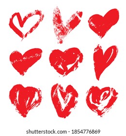 Red lovely hearts for invitations for a date.Creative sketch of art, modern concept.Vector illustration.