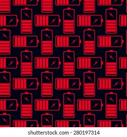 Red Low battery power icon texture with black square background
