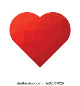 Red low poly heart. Symbol of love and St Valentines Day. Vector illustration.