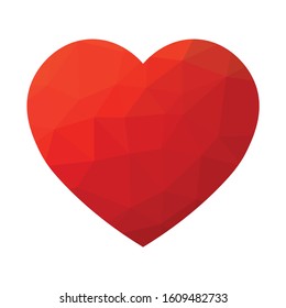 Red low poly heart. Symbol of love and St Valentines Day. Vector illustration.
