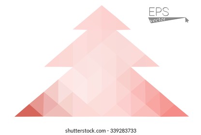 Red low polygon style christmas tree vector illustration consisting of triangles . Abstract triangular polygonal origami or crystal design of New Years celebration. Isolated on white background.