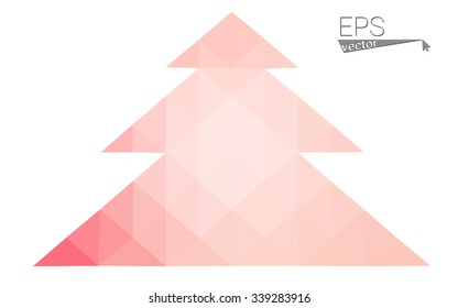 Red low polygon style christmas tree vector illustration consisting of triangles . Abstract triangular polygonal origami or crystal design of New Years celebration. Isolated on white background.