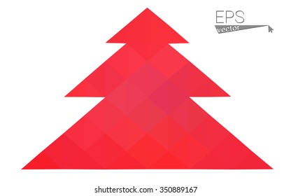 Red low polygon style christmas tree vector illustration consisting of triangles . Abstract triangular polygonal origami or crystal design of New Years celebration. Isolated on white background. Red low polygon style christmas tree vector illustration consisting of triangles . Abstract triangular polygonal origami or crystal design of New Years celebration. Isolated on white background.