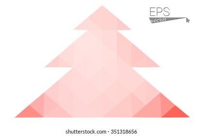 Red low polygon style christmas tree vector illustration consisting of triangles . Abstract triangular polygonal origami or crystal design of New Years celebration. Isolated on white background.