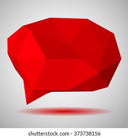 Red low polygonal speech bubbles with shadow