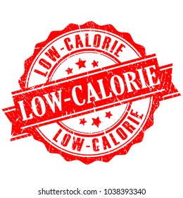 Red low-calorie grunge stamp vector illustration isolated on white background