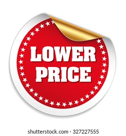 Red Lower Price Sticker With Gold Peel