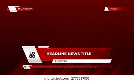 red lower third with news kit for broadcast and television template