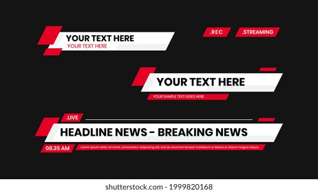 red lower third vector with white background text modern shape. News Lower Thirds Pack.