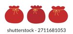 Red lucky bag element set.
Chinese New Year Money Pocket flat Vector illustration.
White Background.