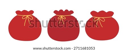 Red lucky bag element set.
Chinese New Year Money Pocket flat Vector illustration.
White Background.