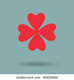 Red Lucky four leaf clover vector illustration
