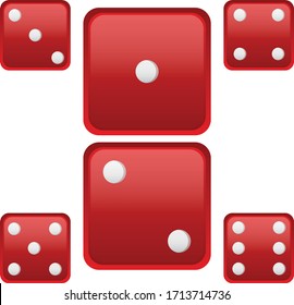 Red Ludo dice faces  vector illustration
