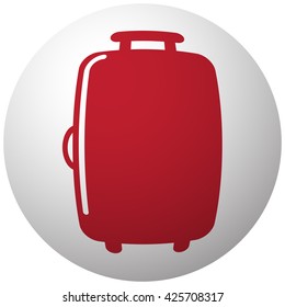 Red Luggage icon on white ball