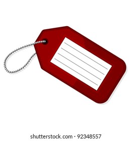 Red luggage tag with copy space over white background