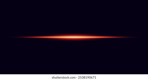 Rayas luminosas rojas, destello de luz Horizontal, haz de luz. Ilustración vectorial