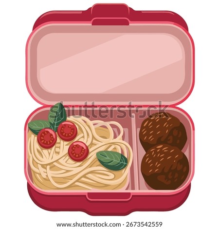 Red lunchbox isolated vector illustration on white background
