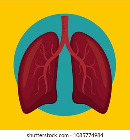 Red lungs icon. Flat illustration of red lungs vector icon for web design