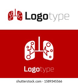 Red Lungs icon isolated on white background. Logo design template element. Vector Illustration