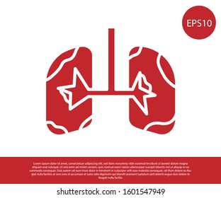 Red Lungs icon isolated on white background.  Vector Illustration