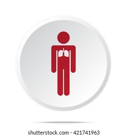 Red Lungs icon on white web button