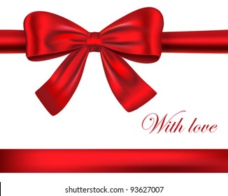 Red luxurious gift ribbons with bow. Vector illustration