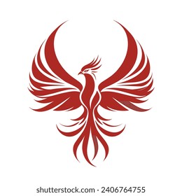Red Luxurious Phoenix Tatto Illustration