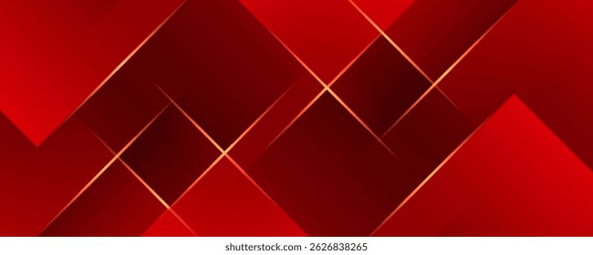 camada de sobreposição de fundo abstrato vermelho luxo no espaço escuro com decoração de linhas poligonais douradas. Design moderno elemento gráfico estilo recorte conceito para banner,