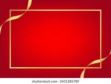 Red Luxury Abstract Background with Ribbon for Christmas or New Year Event. Invitation Card. Vector Illustration. 
