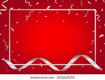 Red Luxury Abstract Background with Ribbon for Christmas or New Year Event. Invitation Card. Vector Illustration. 