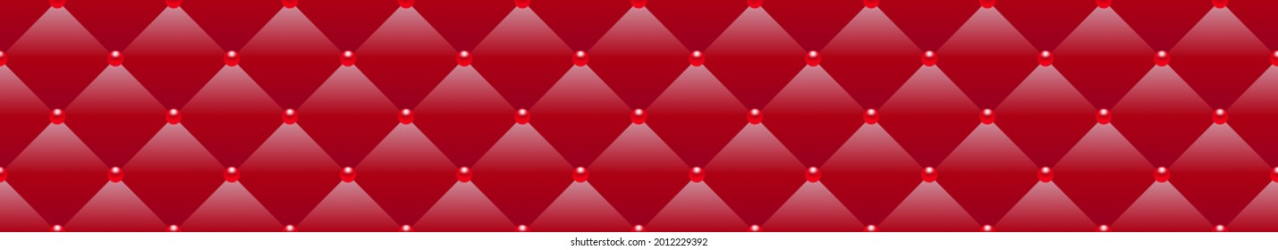 Red luxury background with red beads and rhombuses. Seamless vector illustration. 
