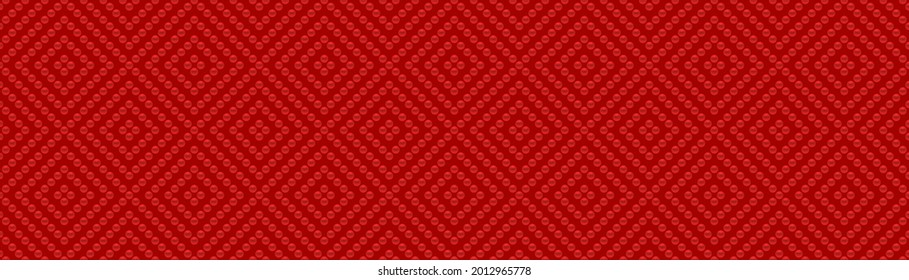 Red luxury background with red beads and rhombuses. Seamless vector illustration. 