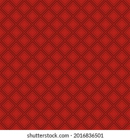 Red luxury background with red beads and rhombuses. Seamless vector illustration. 