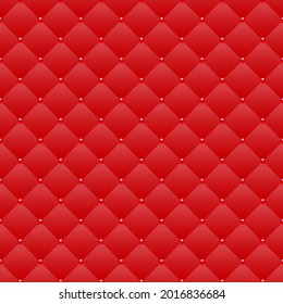 Red luxury background with red beads and rhombuses. Seamless vector illustration. 