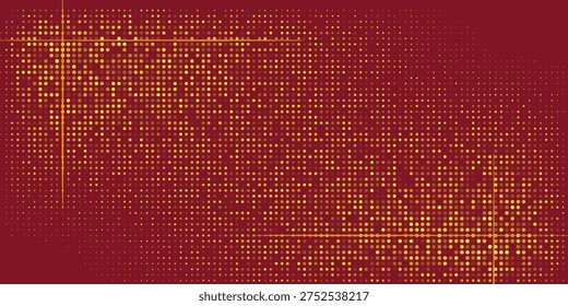 Red luxury background with diagonal geometric shapes and sparkling star pattern. Premium burgundy layout with glowing golden stripes and dotted details. Template for award ceremonies or events.