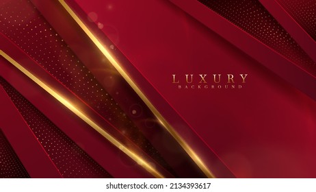 Red luxury background with diagonal line element and light golden effect decoration with bokeh.