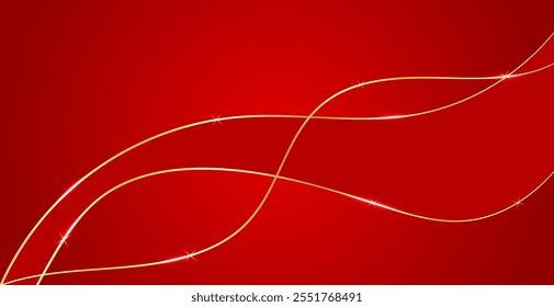 Fondo De Lujo Rojo Con Líneas De Oro Y Espacio para texto. Anuncio de Tecnología. Ilustración vectorial. Fondo de pantalla Abstractas de Negocios. Mínimo