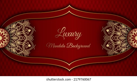 red luxury background, with gold mandala decoration