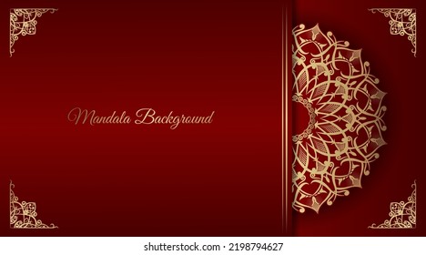 red luxury background, with gold mandala ornament