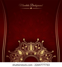 red luxury background, with gold mandala ornament